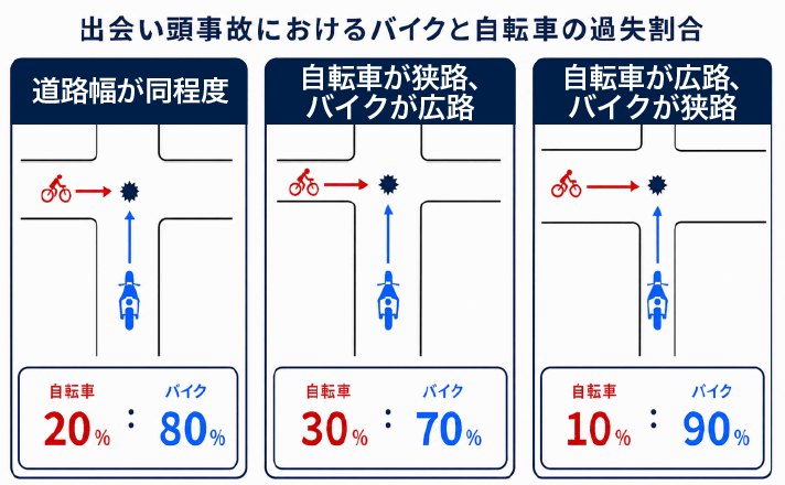 出会い頭事故におけるバイクと自転車の過失割合