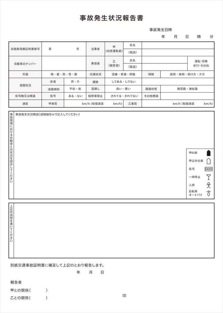 事故状況報告書テンプレート