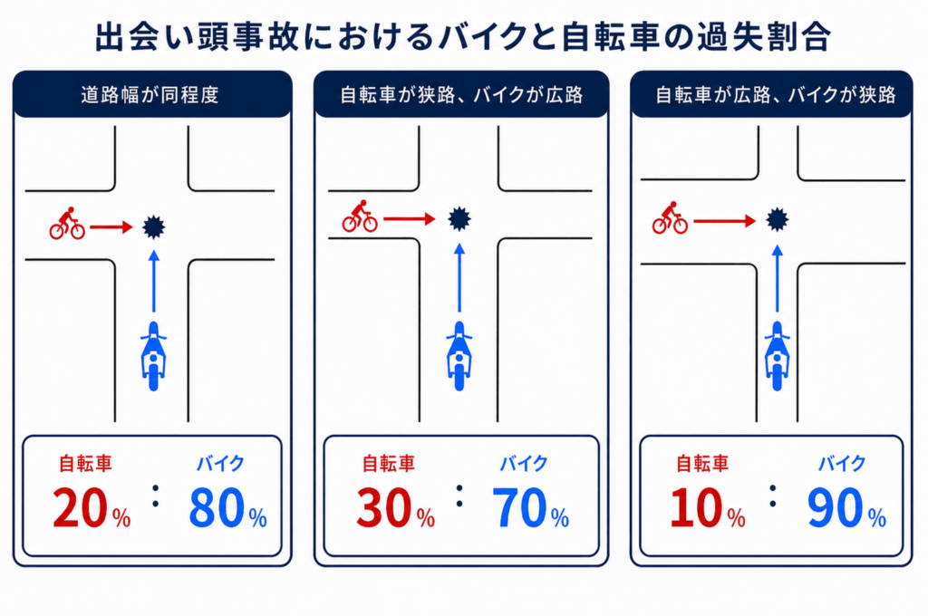 出会い頭事故におけるバイクと自転車の過失割合